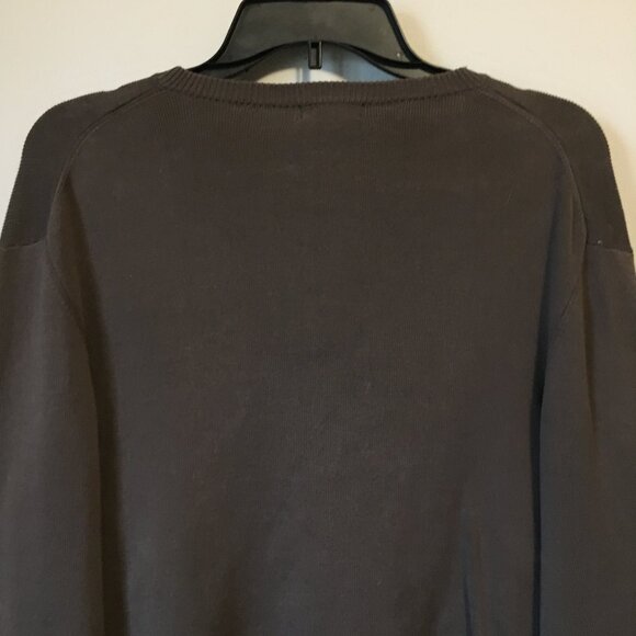Club Monaco Long Brown Cotton Blend Knit V-Neck Sweater - Picture 6 of 14